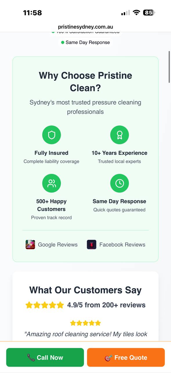 Pristine Pressure Clean work